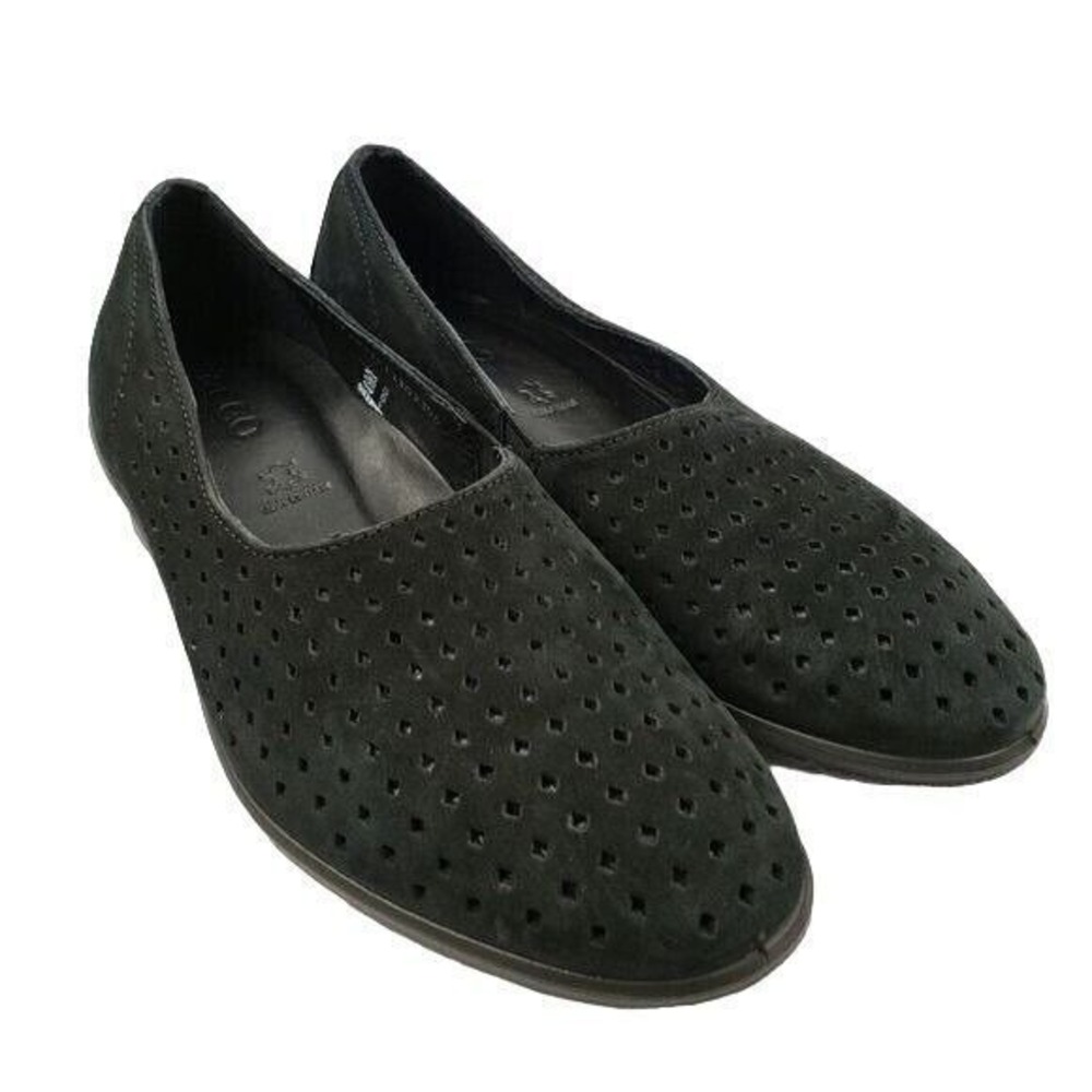 Women's ECCO Felicia‎ Summer Slip On Shoes Nubuck Leather Black - Size 7